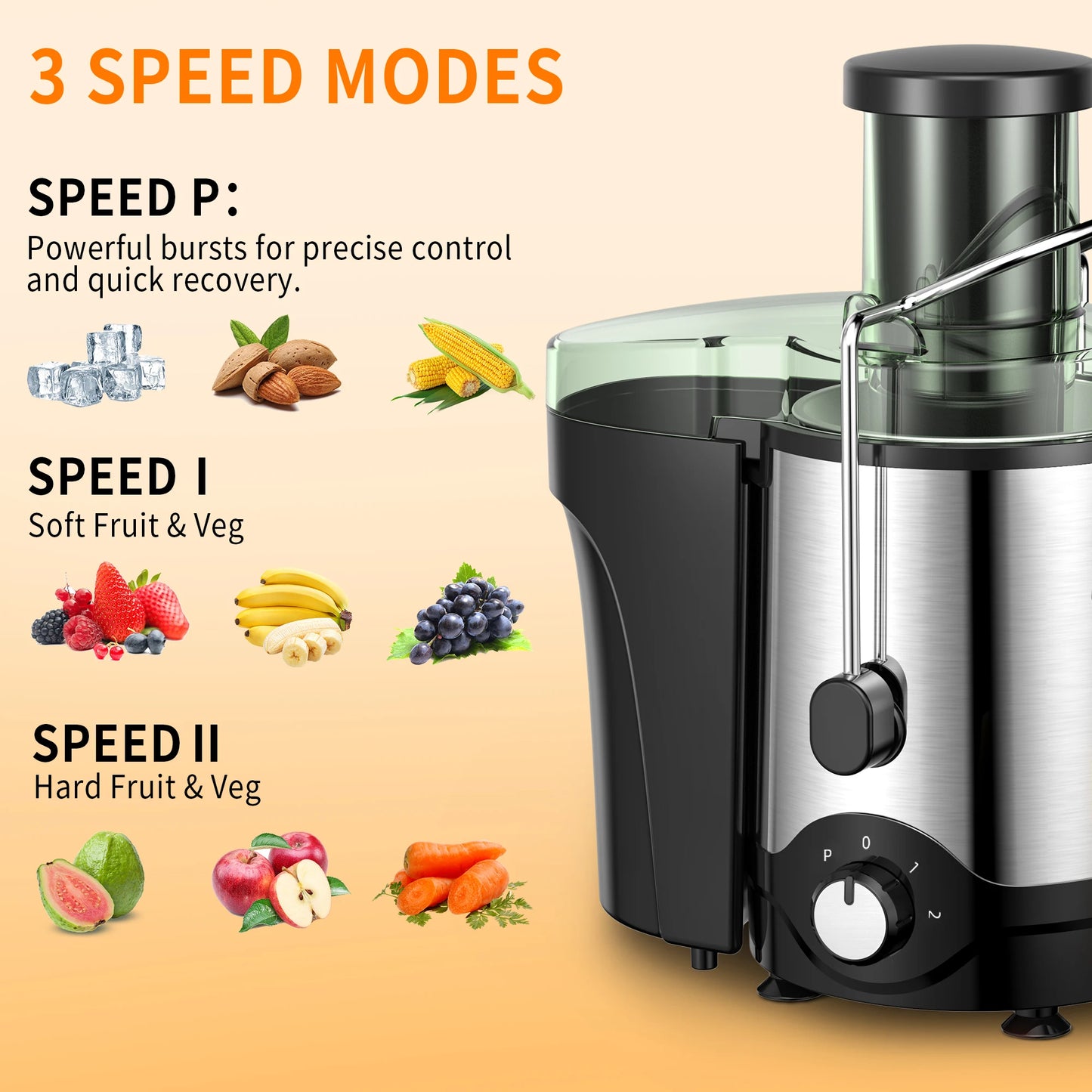 VAVSEA 600W Centrifugal Juicer Extractor with 3 Inch Feed Chute