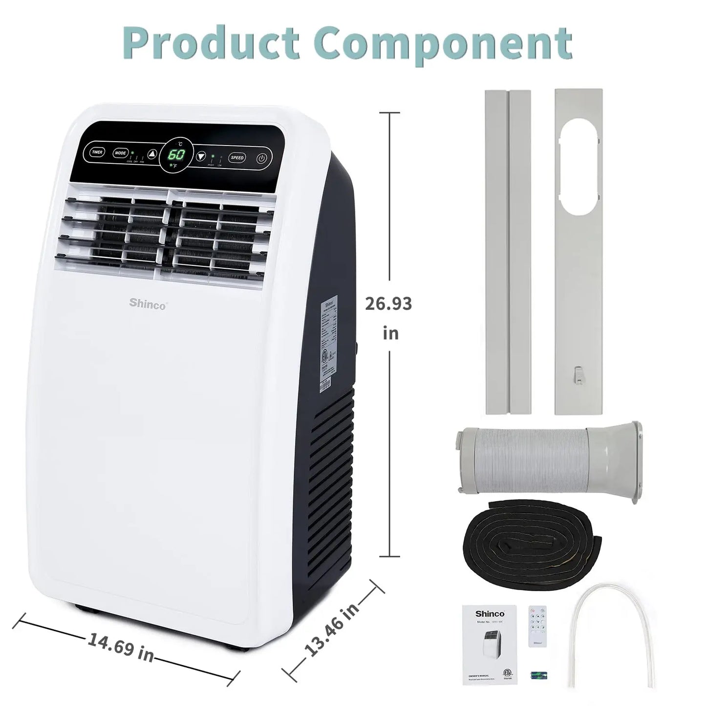 8000 BTU Portable Air Conditioner with Cool Dehumidifier and Fan Modes for Rooms up to 200 sq ft