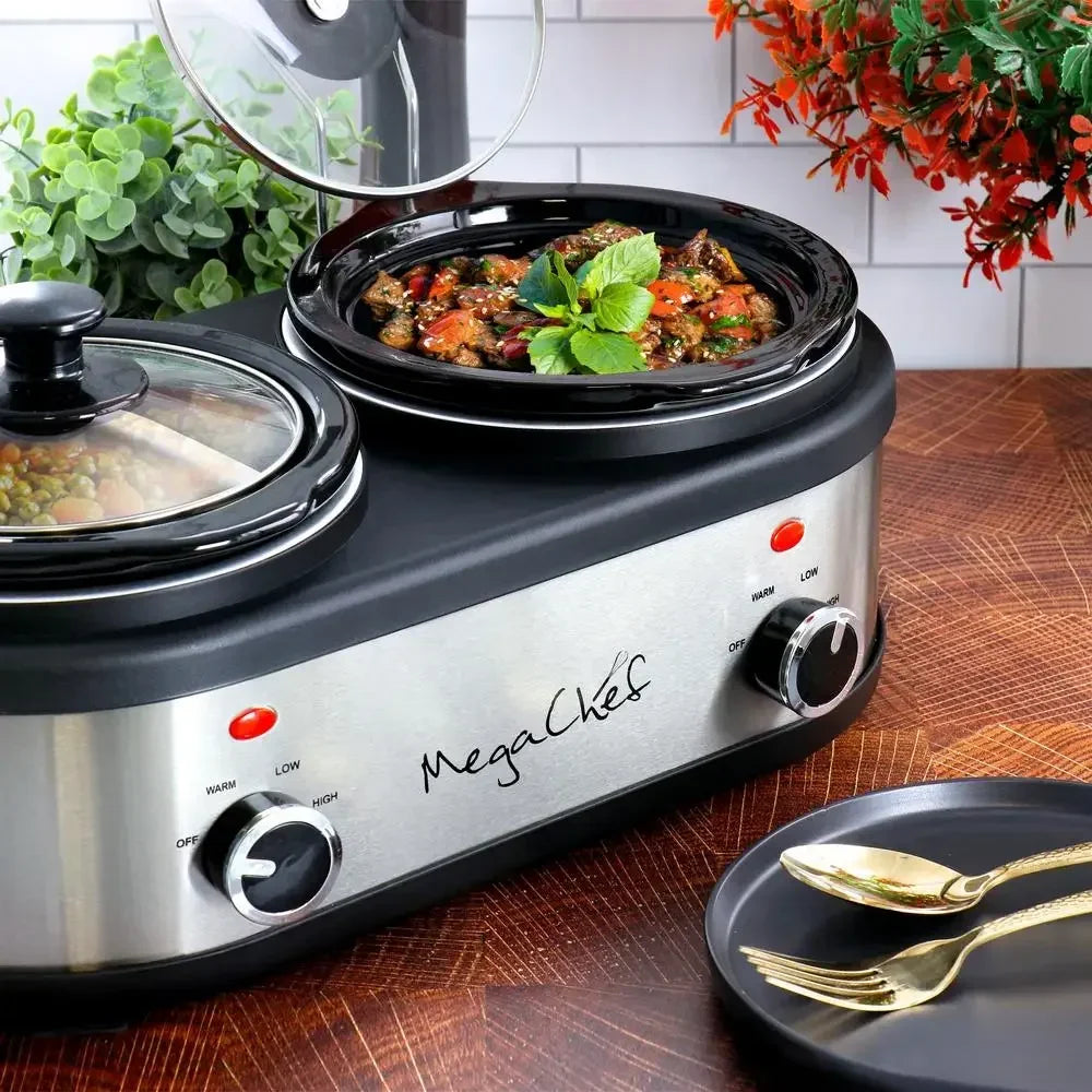 Dual 1.5 Quart Crock Buffet Slow Cooker
