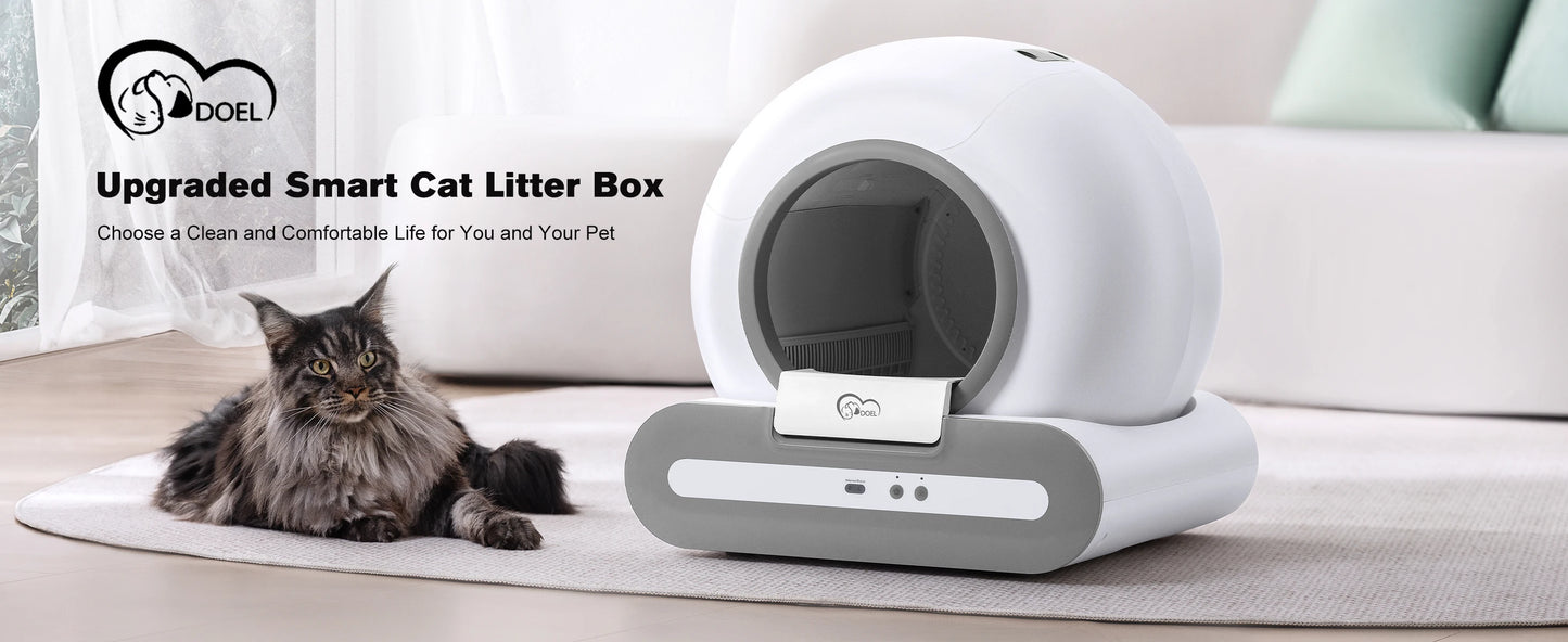 DOEL Automatic Self Cleaning Cat Litter Box with App Control and Litter Mat for Multiple / Large Cats