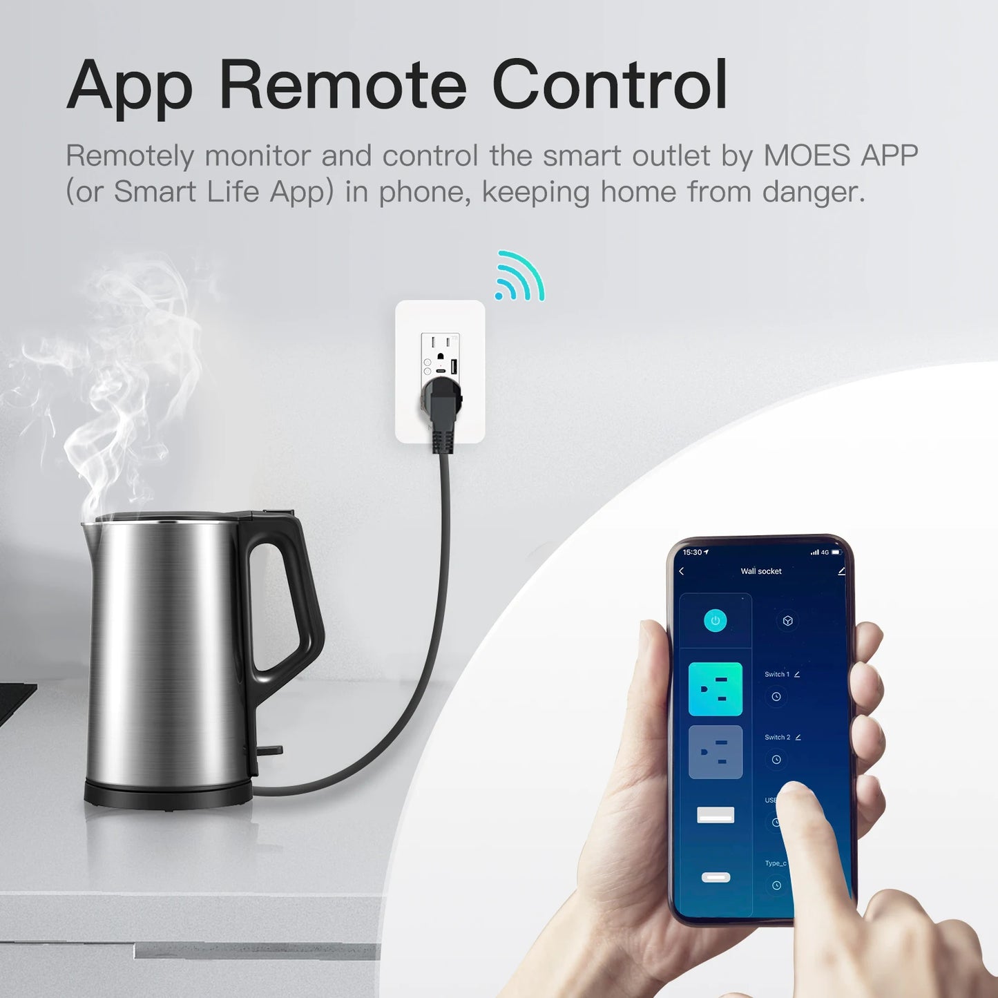 WiFi Smart Wall Socket with USB and Type C