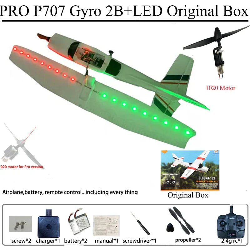 Park10 RC Airplane P707G CESSNA, 3Ch Fixed Wing, LED Gyroscope, RTF, 2.4G Remote.