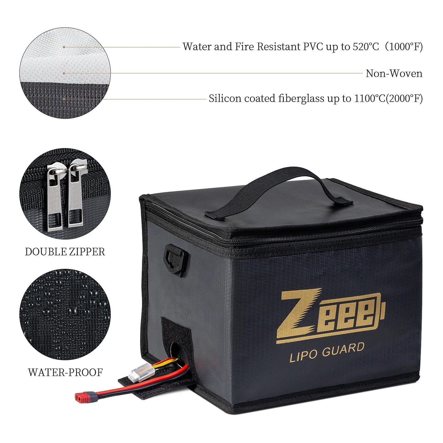2 Size Zeee Lipo Bag Fireproof Explosionproof Portable RC Car Lipo Battery Storage Safety Bag Specialized Fire Guard Accessories