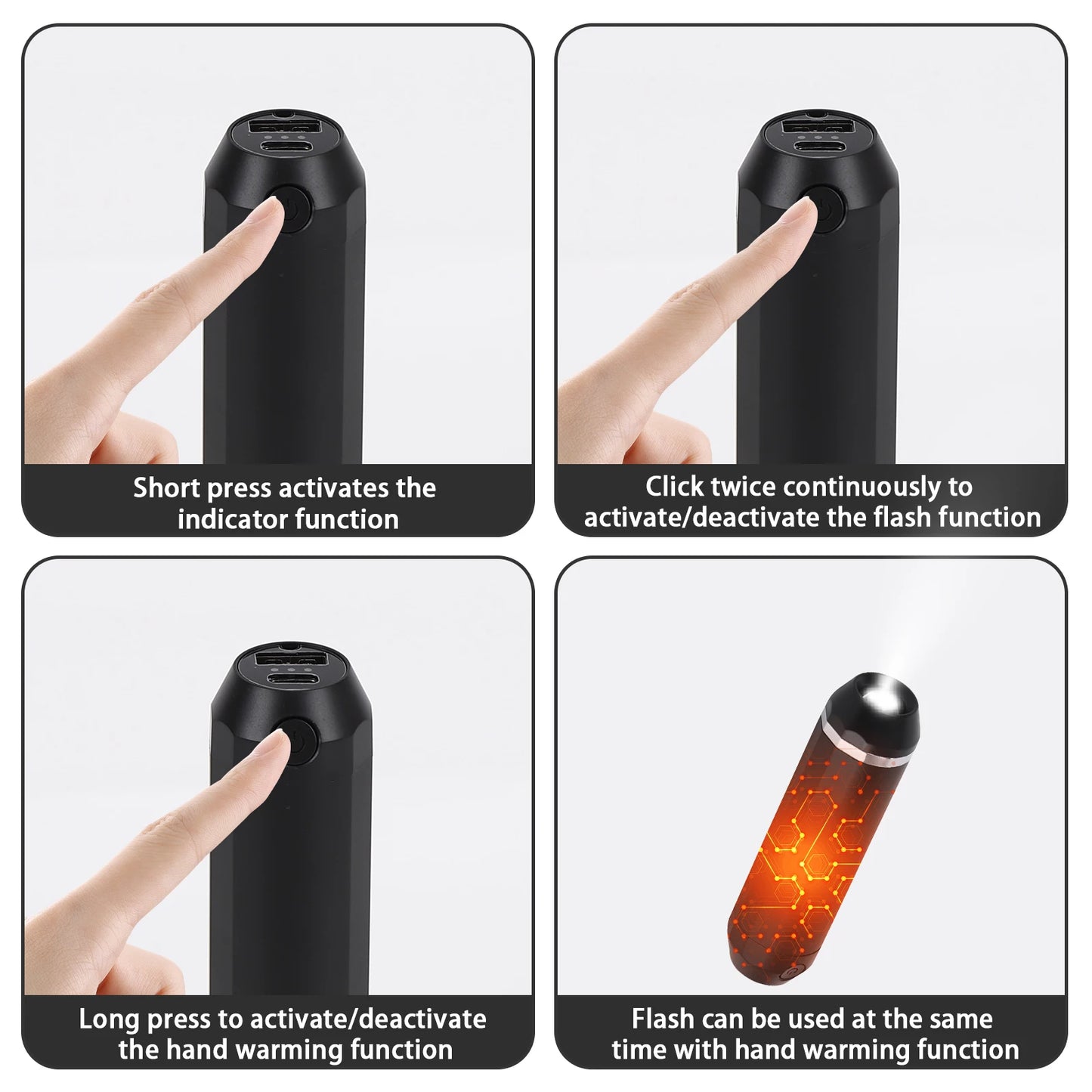 Rechargeable Hand Warmers 2-Pack 10000mAh Dual-Sided 8H Electric Heater