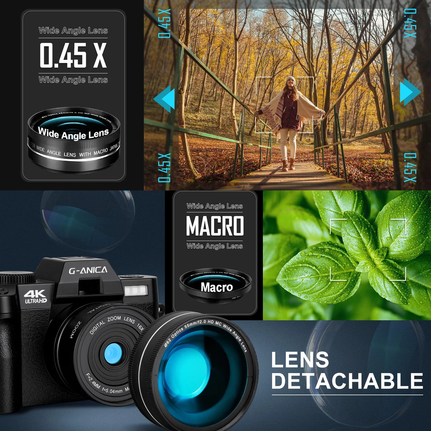 NBD 4K Digital Camera 48MP with Microphone and Macro Lens
