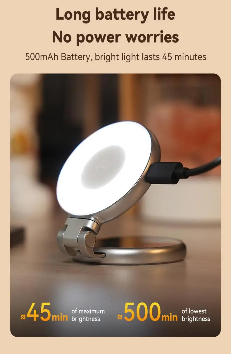 TELESIN 3-in-1 Magnetic Selfie Light with 360° LED Ring MagSafe Mirror and Phone Stand