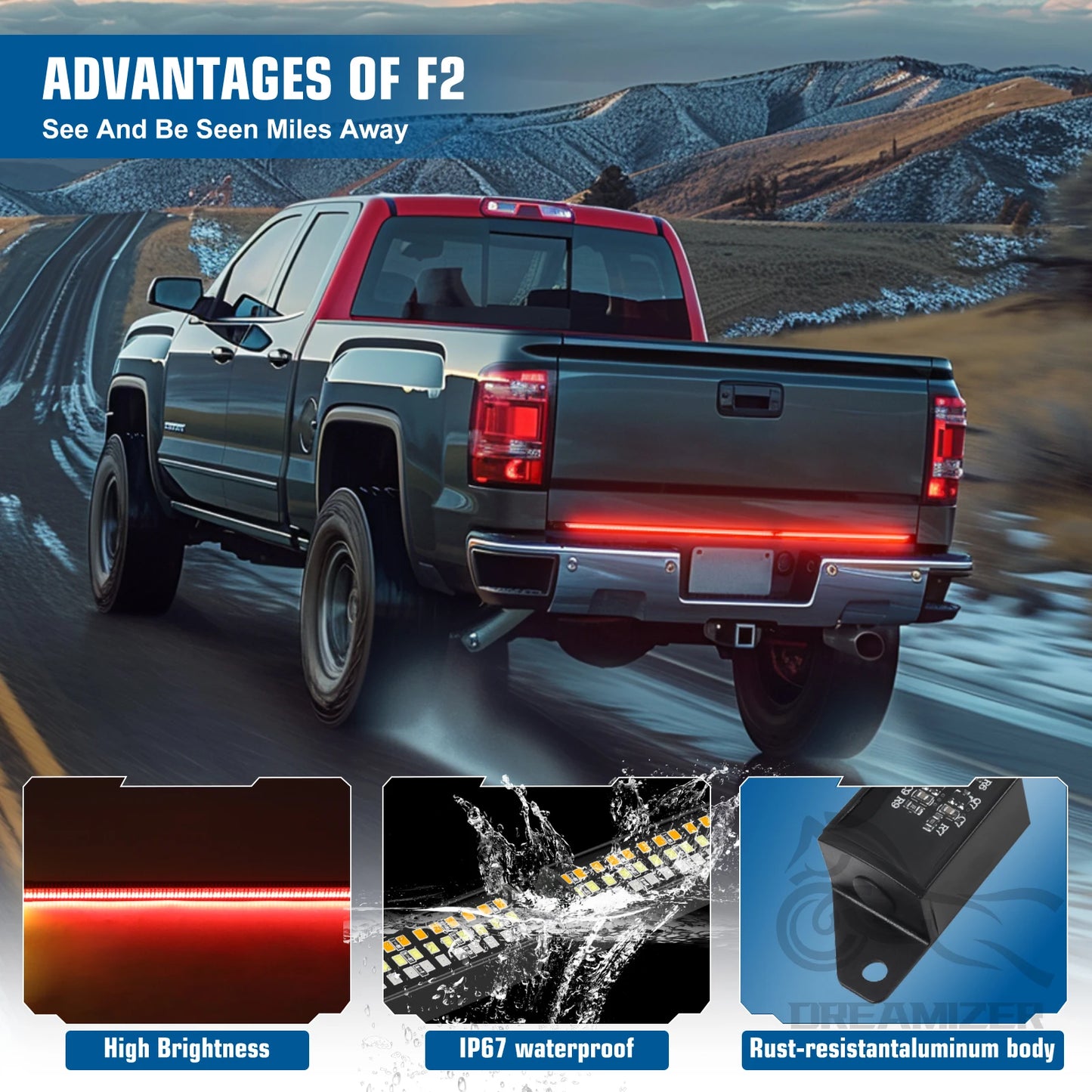 60 Inch LED Tailgate Light Bar Brake Turn Signal Strip