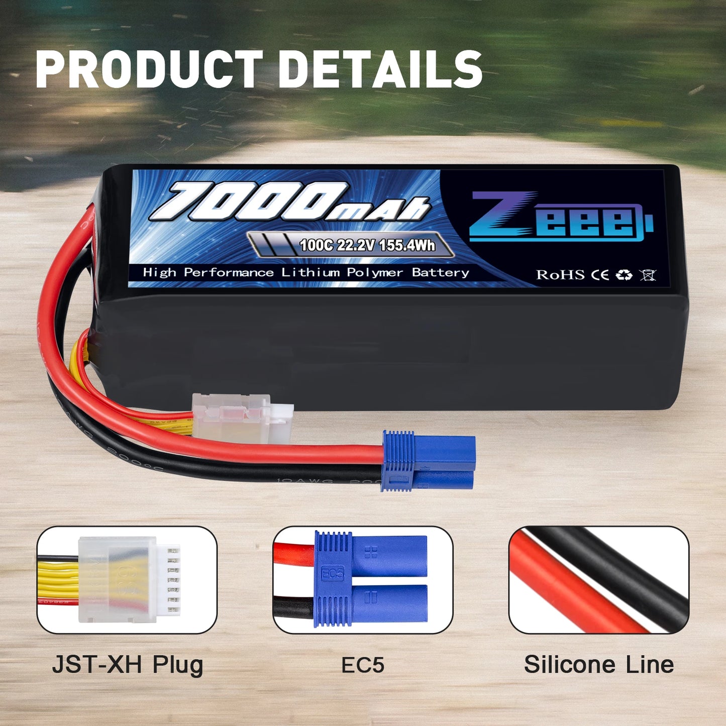 2pcs Zeee Lipo Battery 4S 6S 22.2V 100C 7000mAh Softcase with EC5 Plug for RC Vehicle Parts