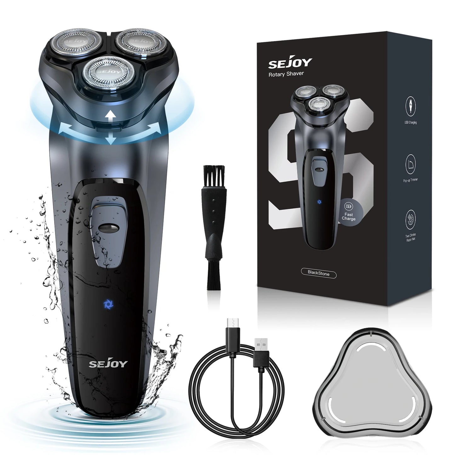 Sejoy Electric Razor for Men Rotary Rechargeable Travel Shaver Beard Trimmer