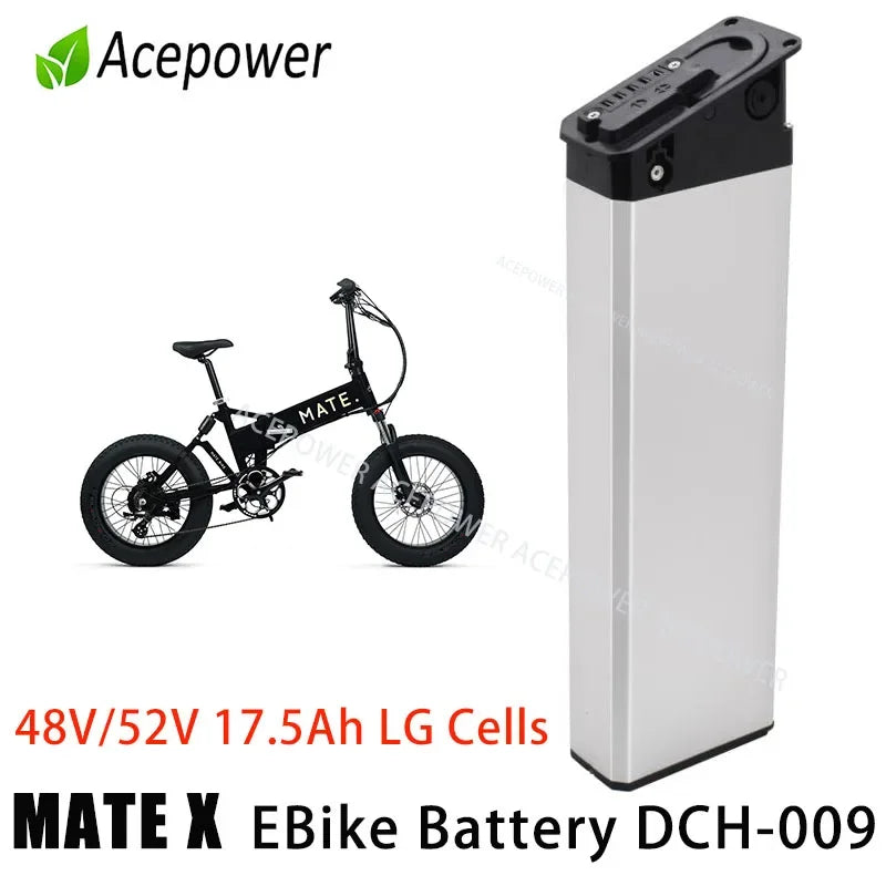 52V- 48V Replacement Battery for MATE X Bike DCH-009 w/3A Fast Charger