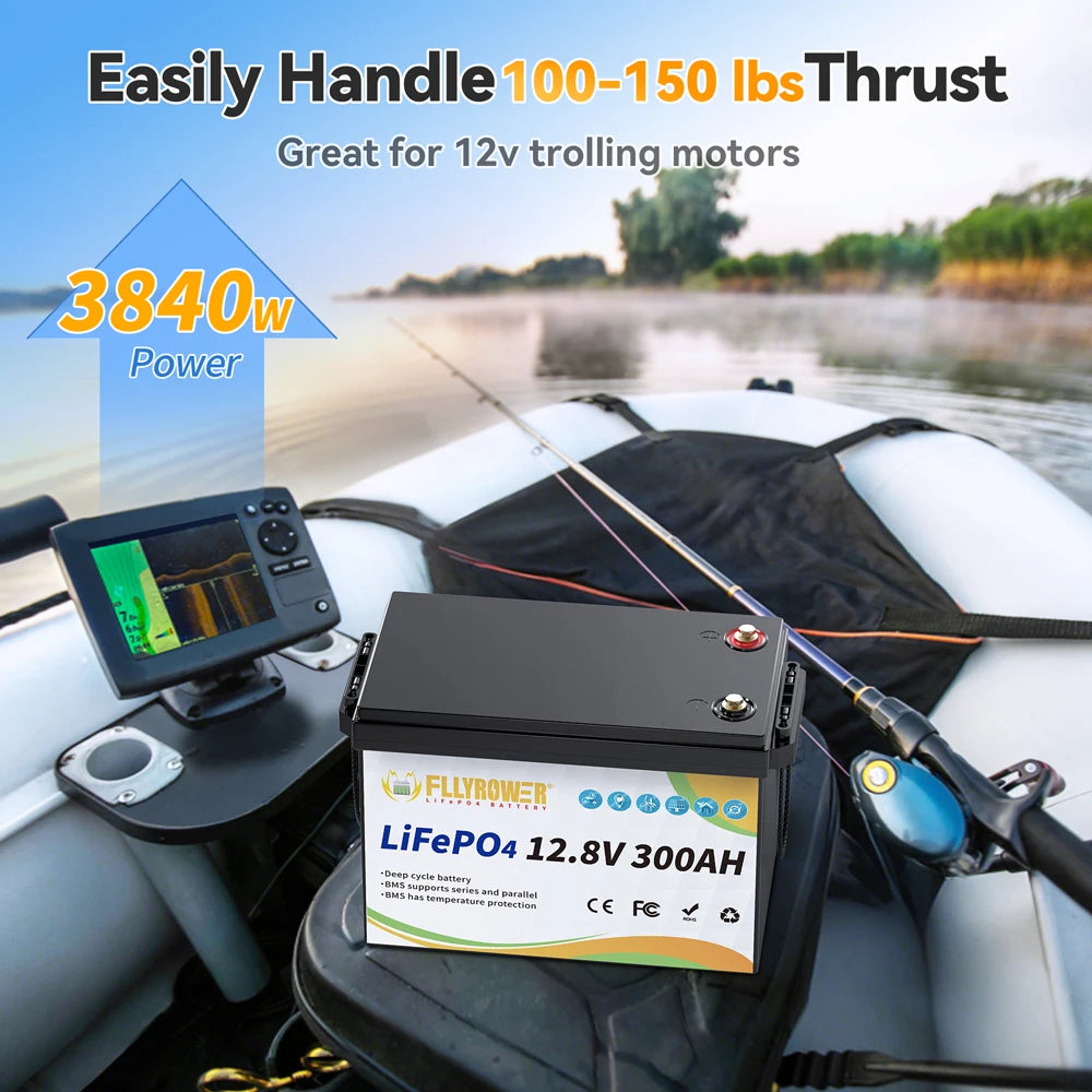 12V 300Ah LiFePO4 Battery Packs With BMS Lithium Iron Phosphate Rechargeable Batteries RV Boat Motor Solar Battery 8000+ Cycles
