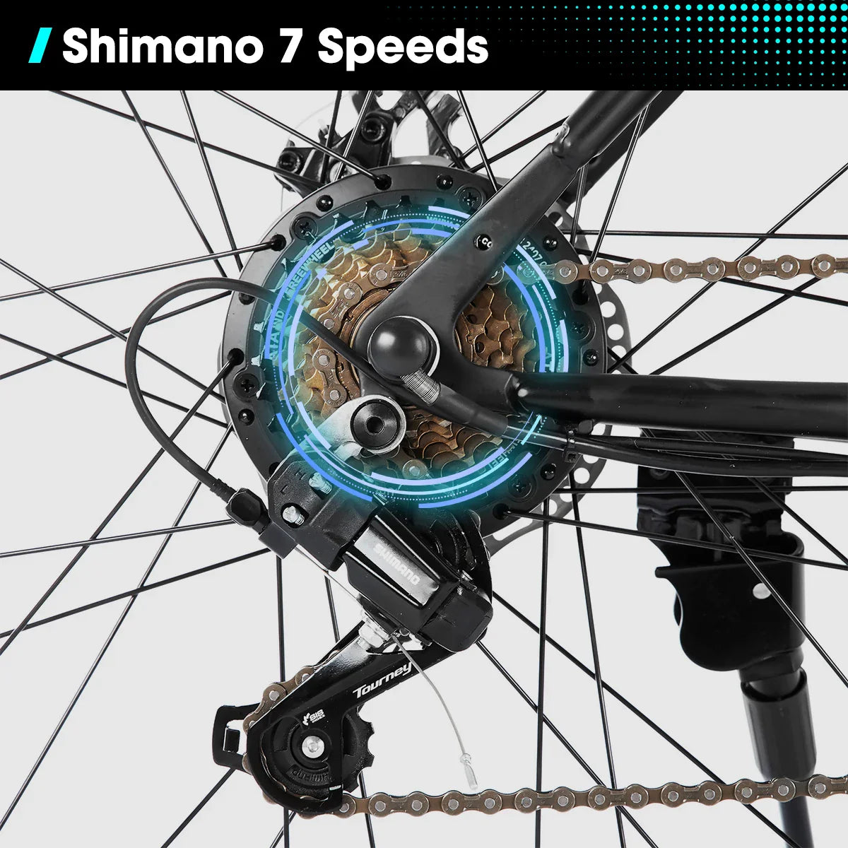 HILAND 26 Inch Electric Mountain Bike with Shimano 7 Speeds and Removable Battery.