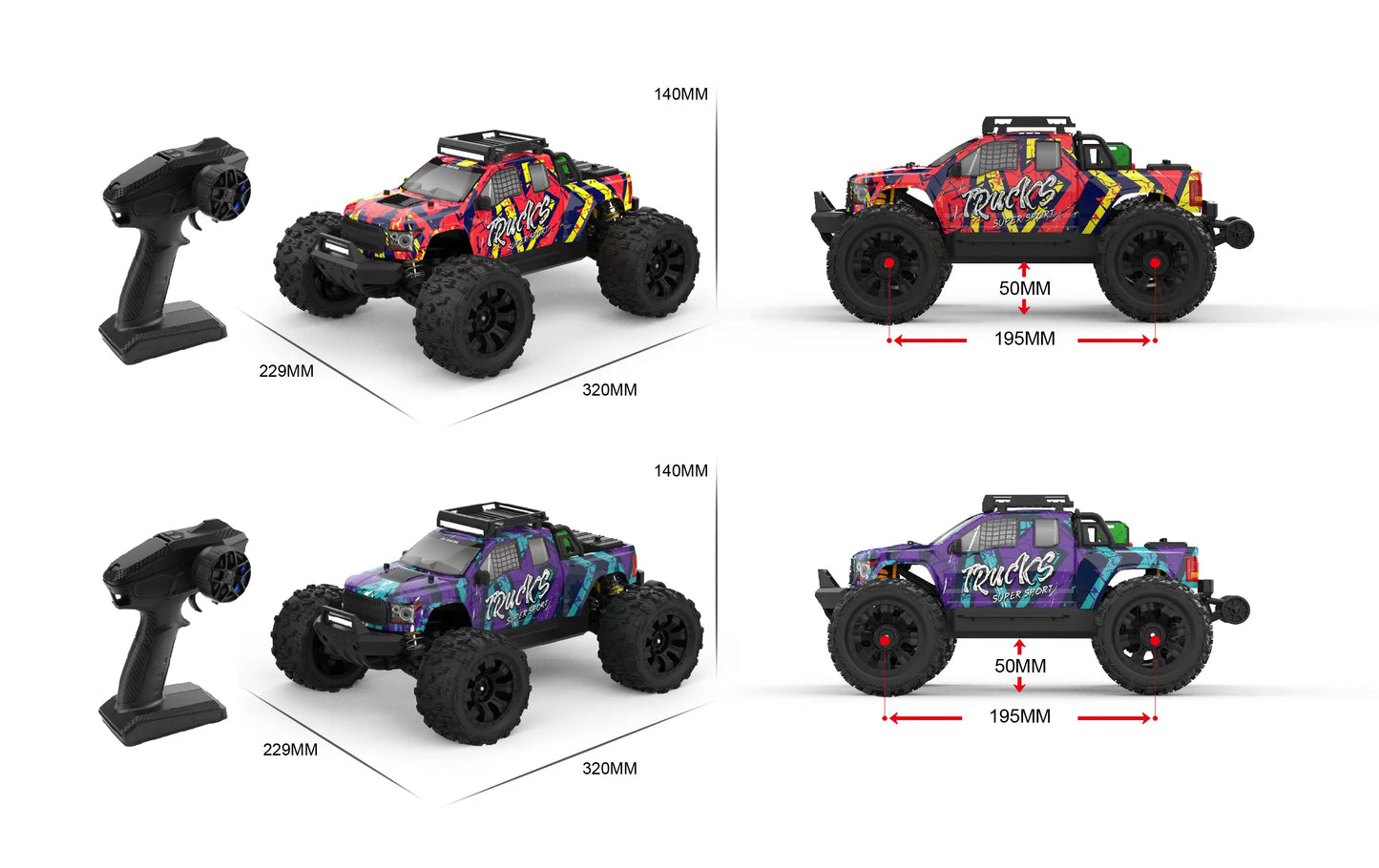 JIUSI PT14R MT14R 114 4WD RC Car 80kmh Brushless Off Road Truck