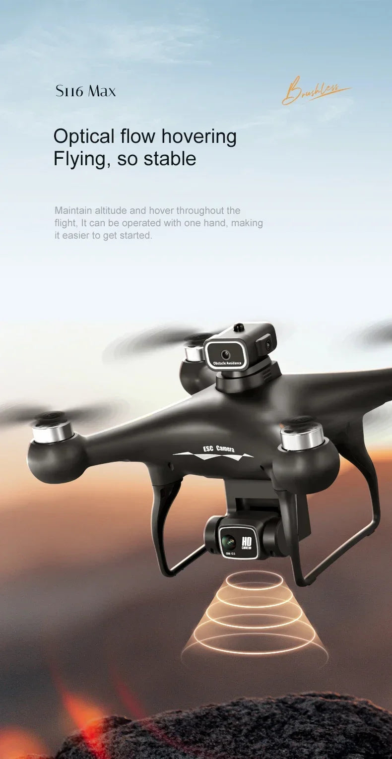 S116 MAX 8K Drone with 3 Batteries Dual Camera Optical Flow Obstacle Avoidance