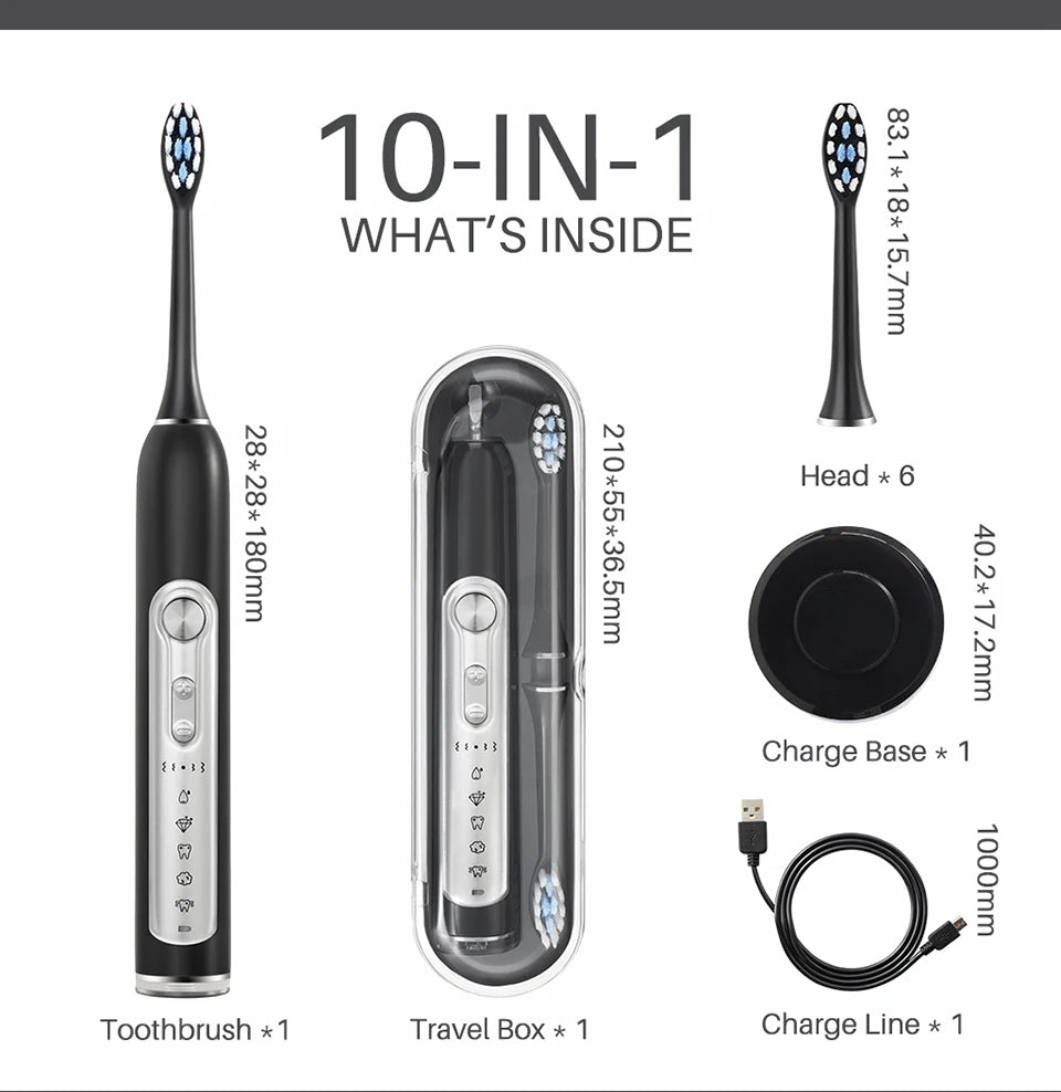 Super Sonic Electric Toothbrush for Adults and Kids Smart Timer Toothbrush with Replaceable Heads