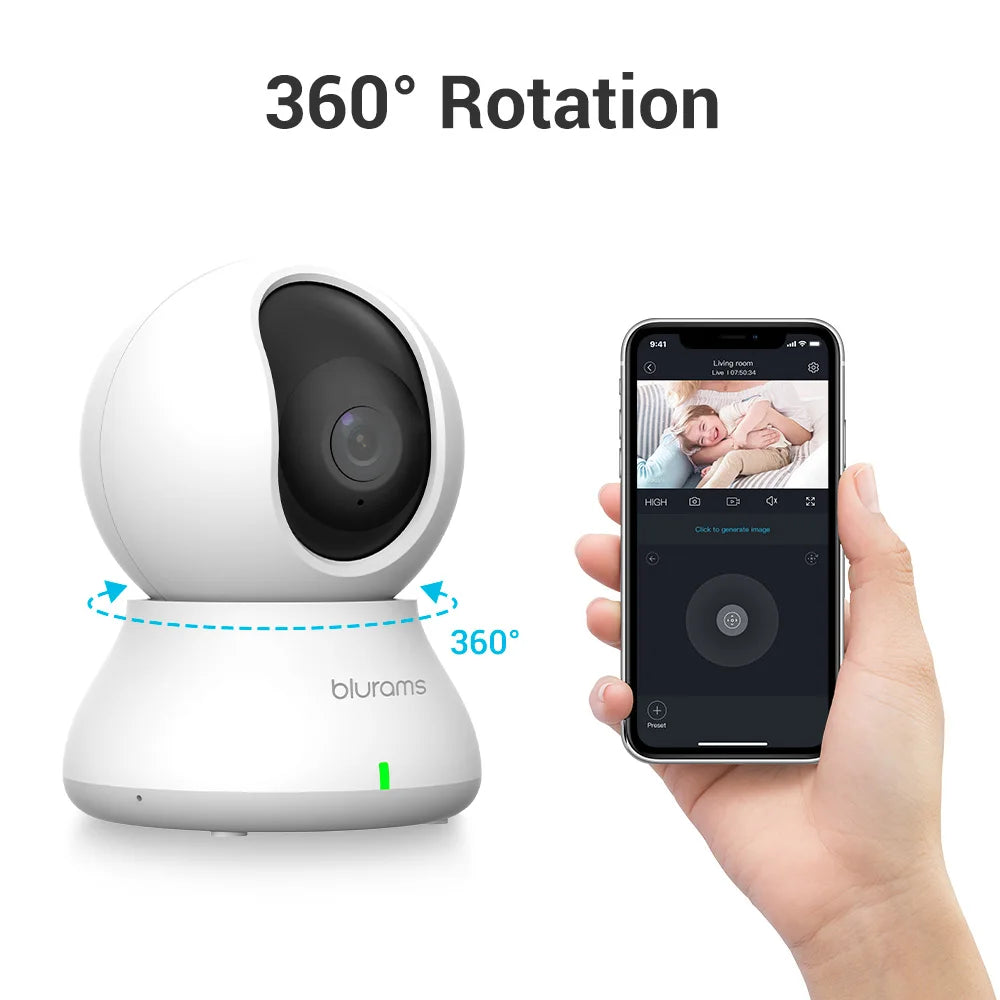 Blurams Baby Monitor 2K HD Security Camera with Motion Detection Two Way Audio and Night Vision