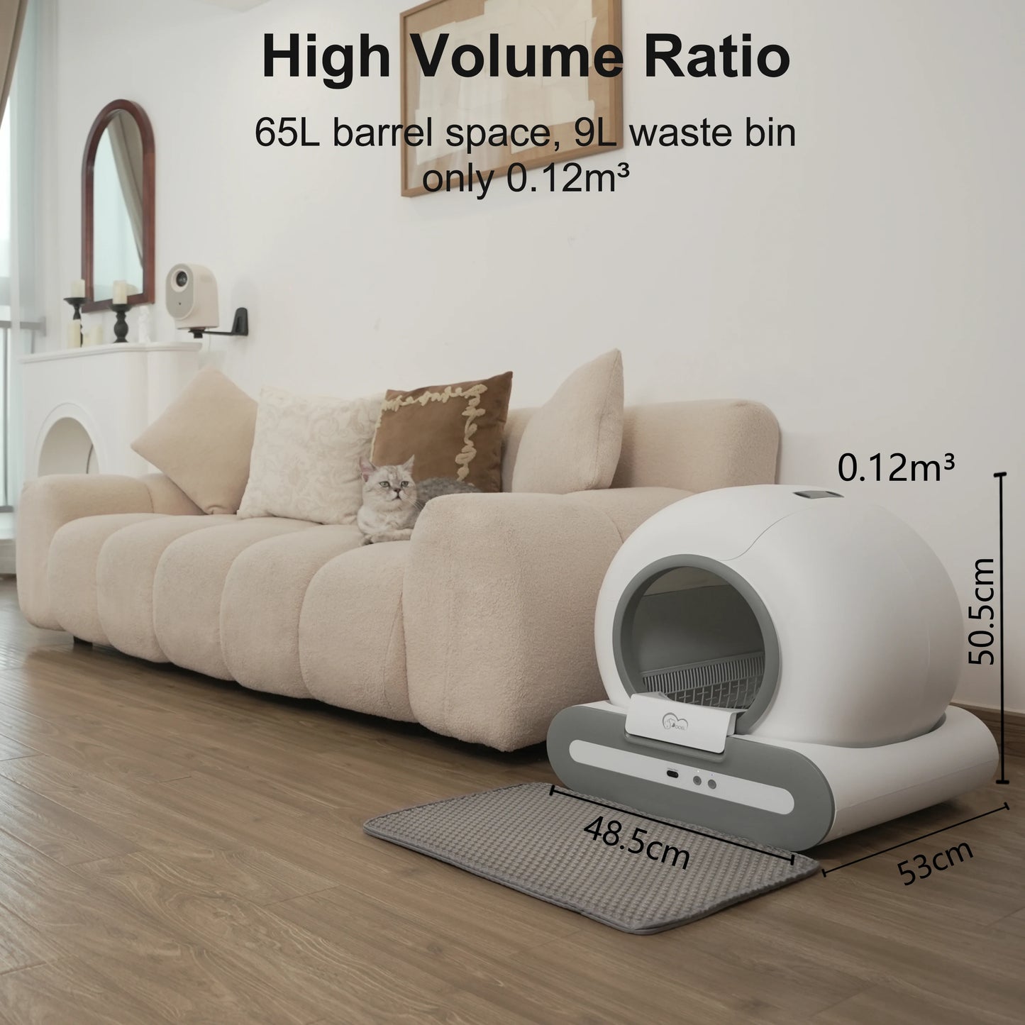 DOEL Automatic Self Cleaning Cat Litter Box with App Control and Litter Mat for Multiple / Large Cats