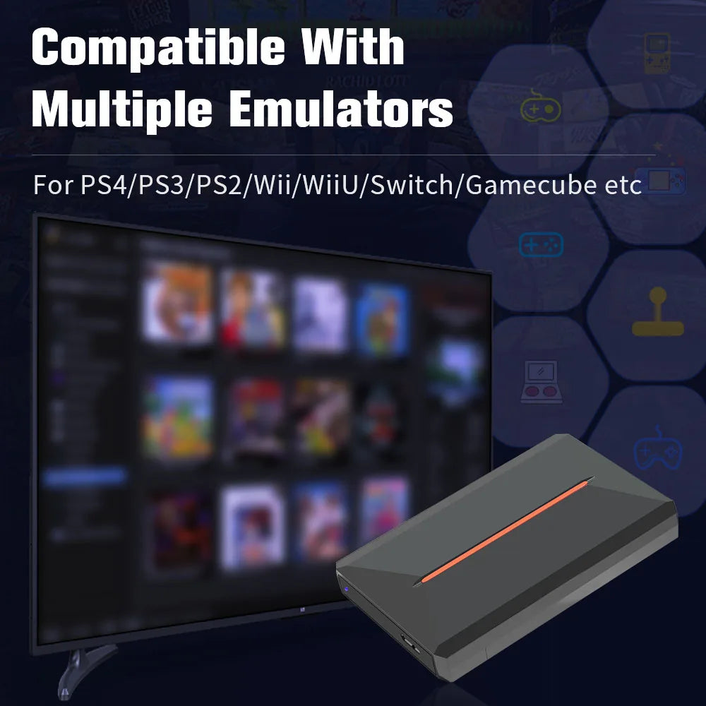 Launchbox 500GB Gaming Hard Drive for PS4 PS3 PS2 Wii Switch Gamecube PC 3760 Games