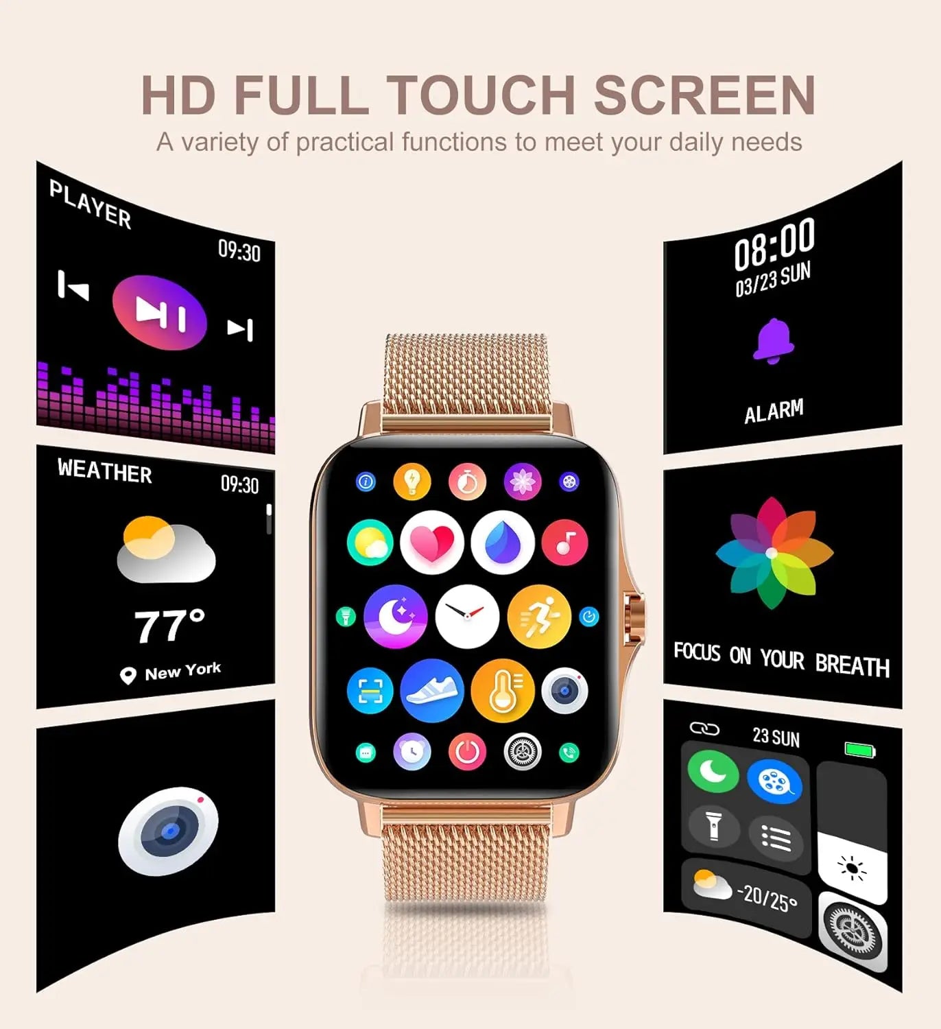 Smart Watch for Women Call Dial Fitness Tracker Heart Rate Sleep Monitor Pedometer