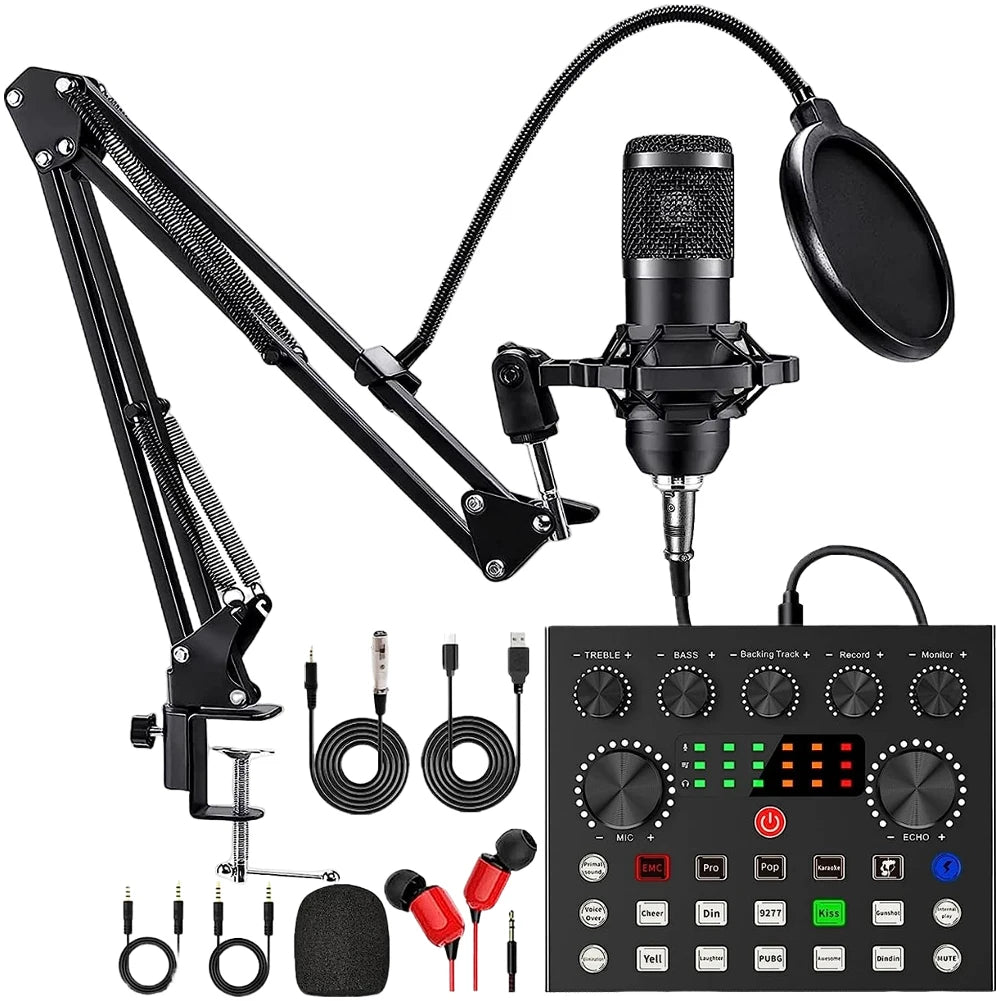 BM800 V8s Podcast Microphone & Sound Card Set