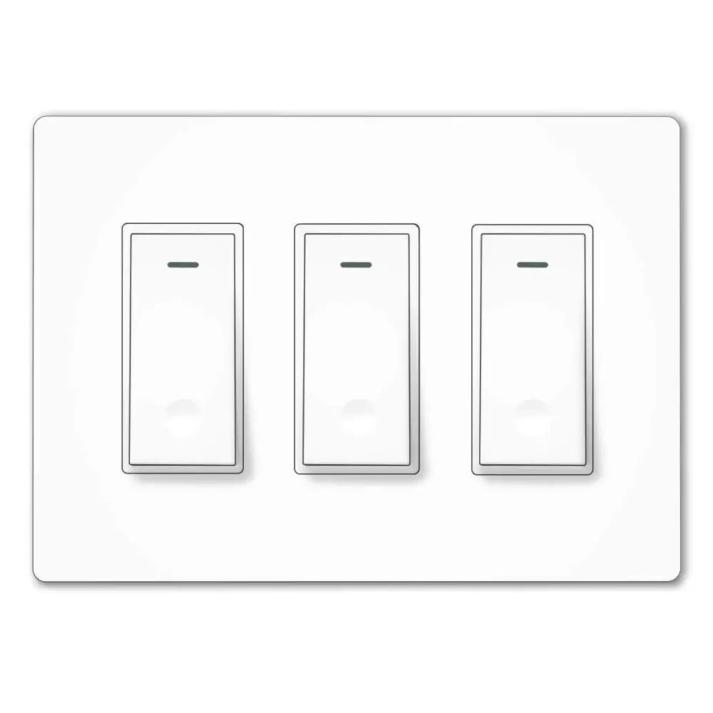 WiFi Smart Light Switch 3 Gang No Screw Panel Timer Control Wireless Remote Smart Life App Compatible with Neutral Wire Required