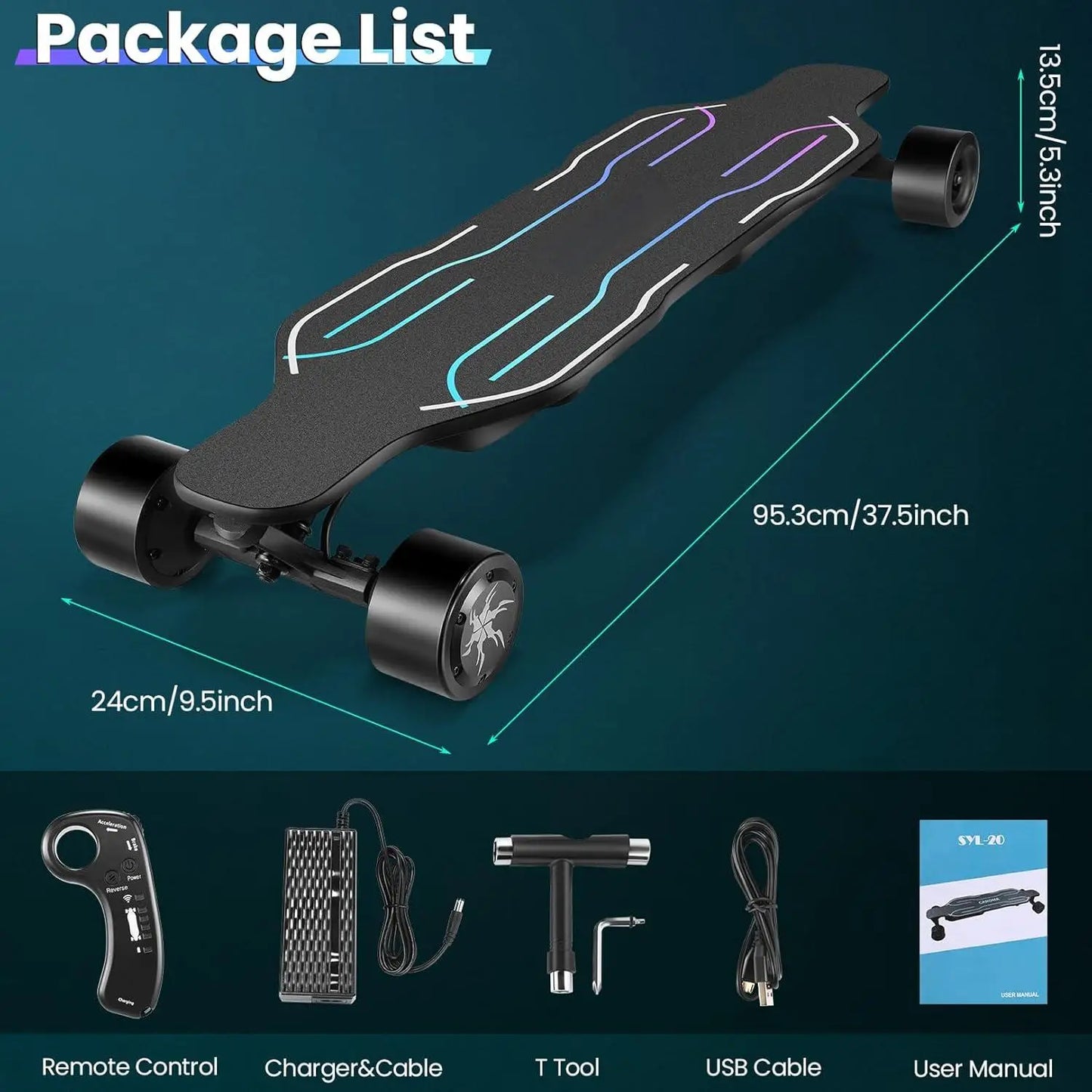 Electric Skateboard Longboard Dual Drive With Remote And Charger