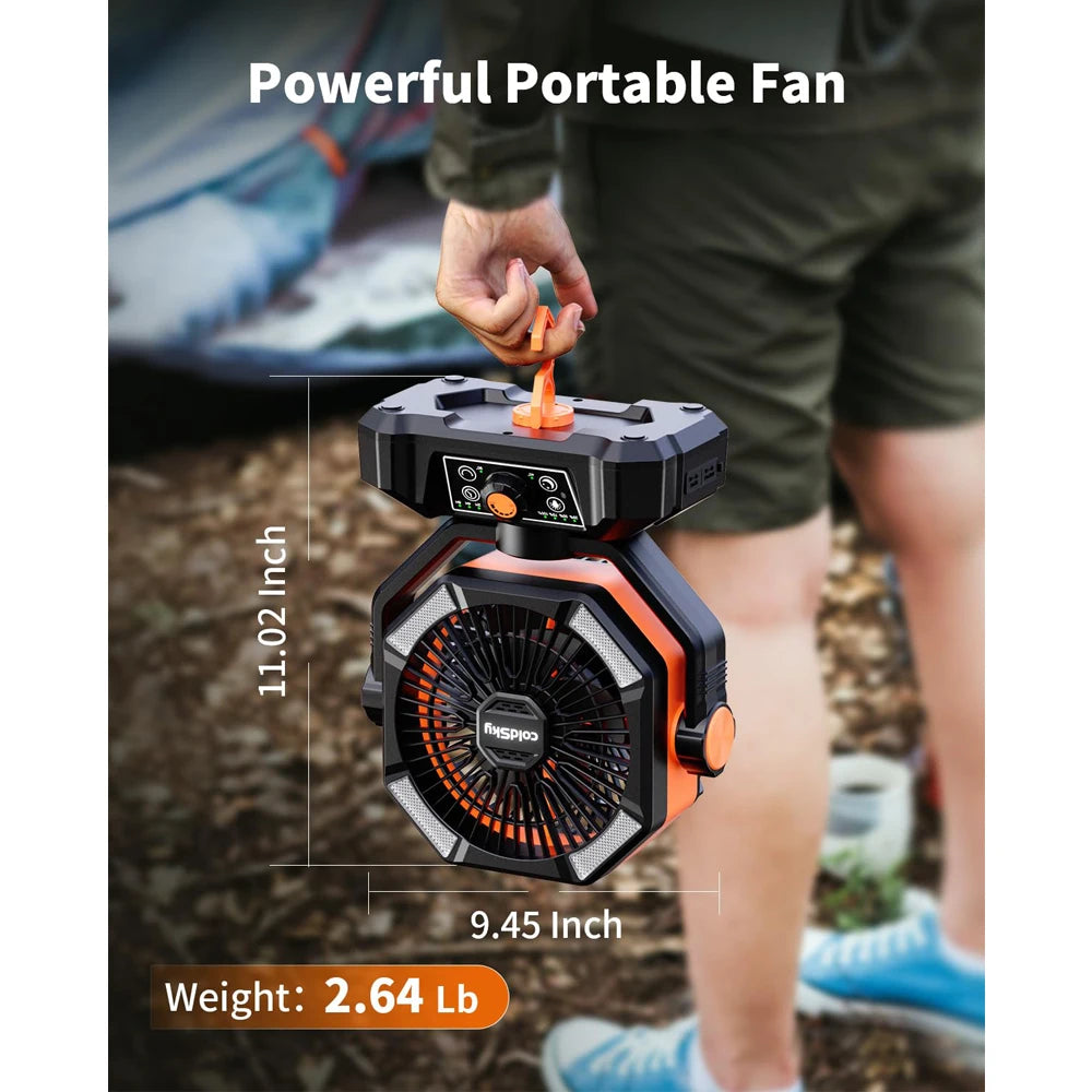 coldSky 20000mAh Battery Camping Fan with LED Lantern & 8 Speeds