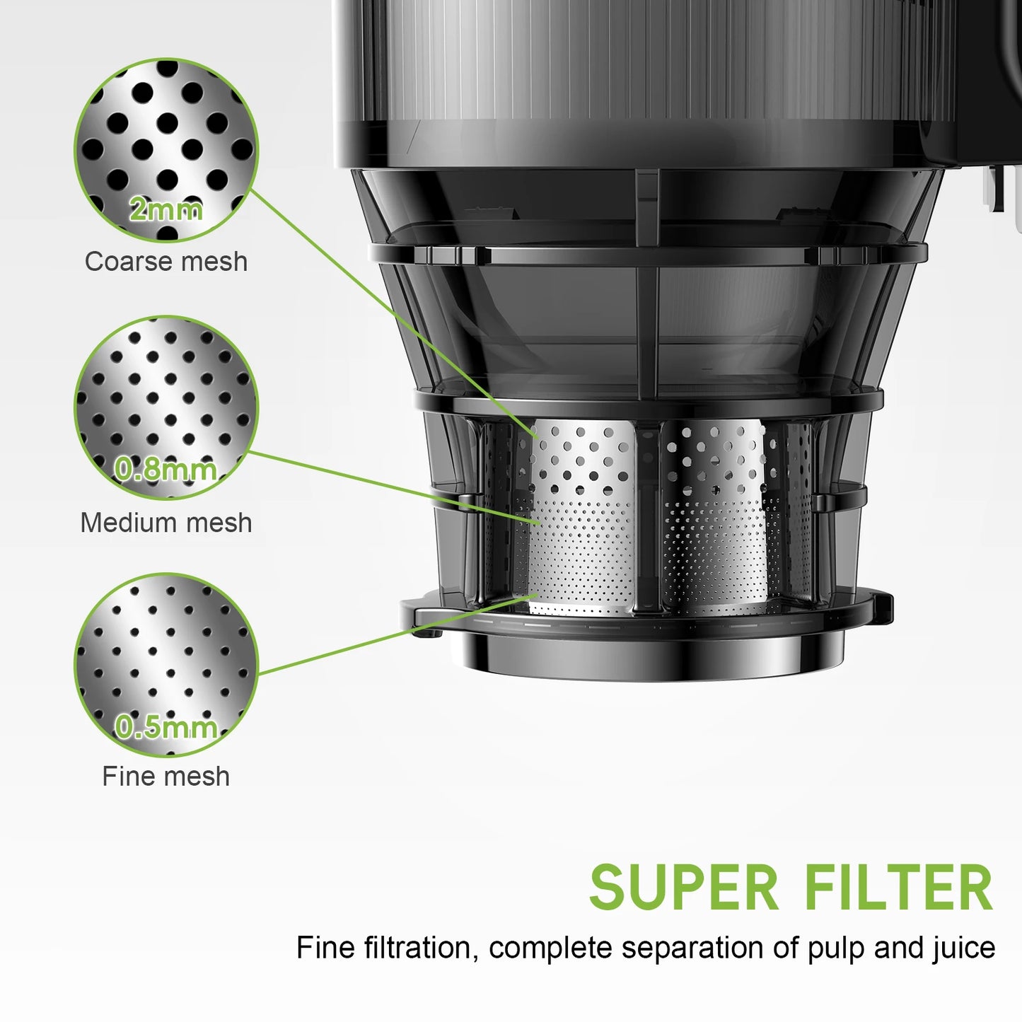 BioloMix Cold Press Juicer 130mm Chute Whole Fruit Vegetable BPA Free Slow Juicer