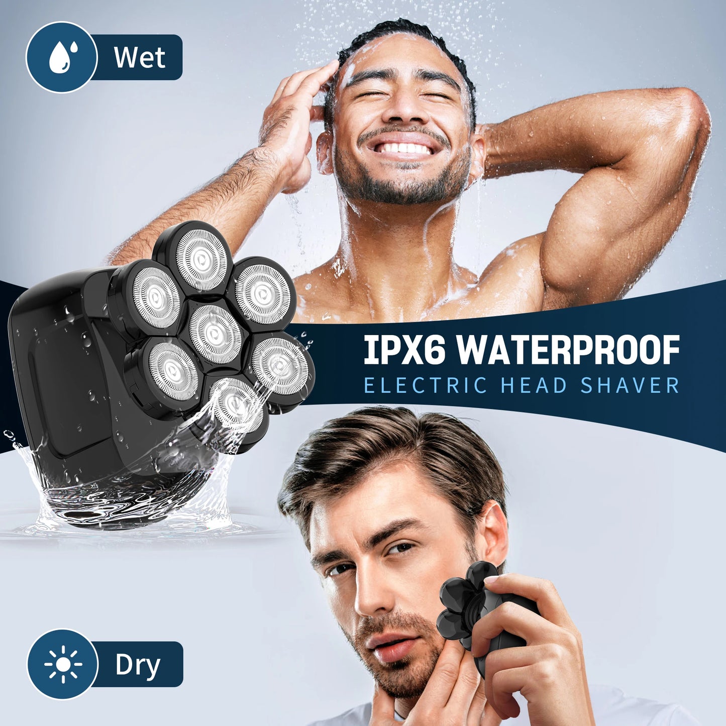Sejoy 7D Electric Head Shaver for Bald Men Magnetic Razor & Beard Trimmer Waterproof