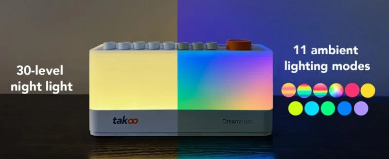 TAKOO 3-in-1 Sound Machine/Bluetooth Speaker/Night Light, DIY Mixable 7 Nature Sounds & White Noise, 11 Ambient Lights