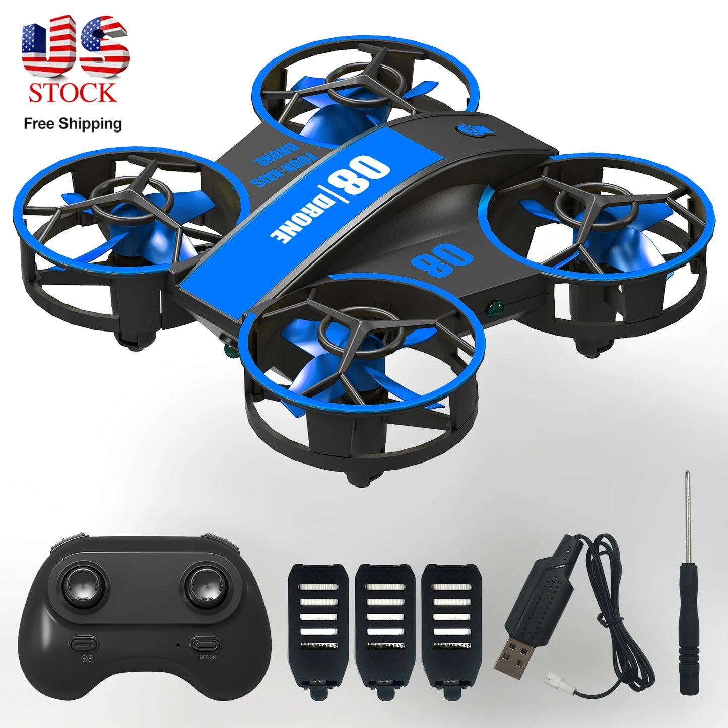 Mini Drone for Kids Beginners with Lights 3D Flip 3 Batteries Indoor RC
