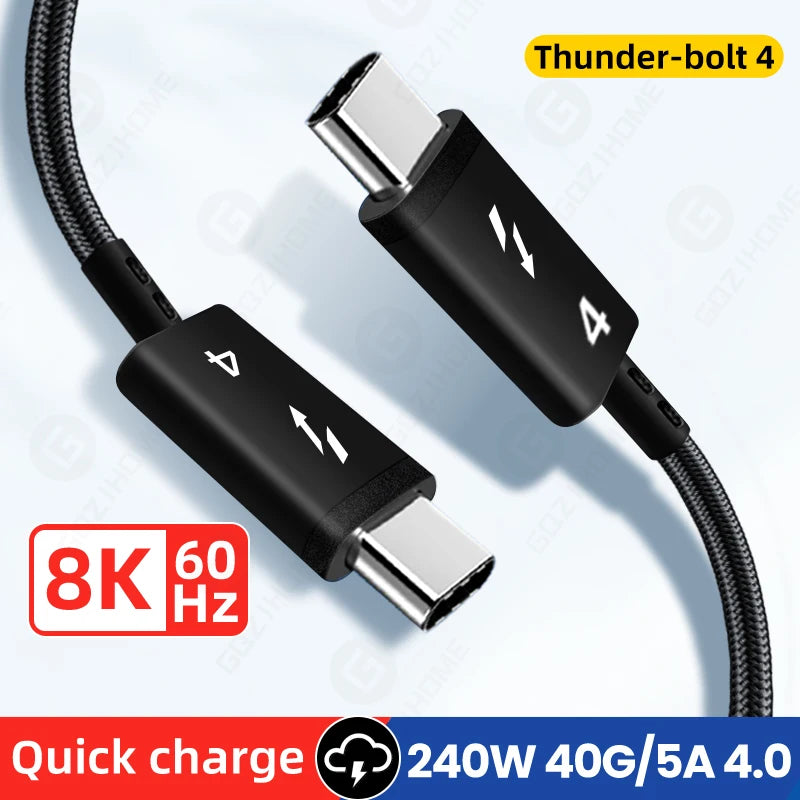 Thunderbolt 4 USB-C to USB-C Cable USB4 40Gbps 240W PD Fast Charging for MacBook Pro iPad