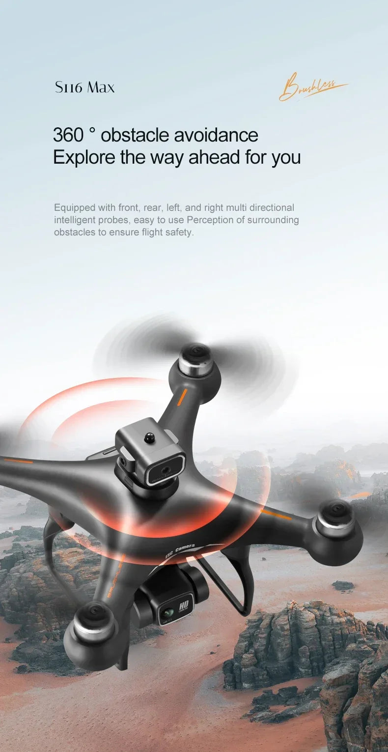 S116 MAX 8K Drone with 3 Batteries Dual Camera Optical Flow Obstacle Avoidance