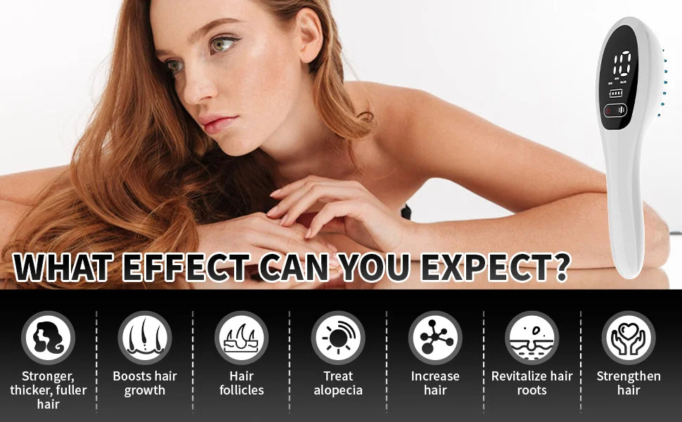 Electric Laser Hair Growth Comb LED Red Light Therapy Massage Brush