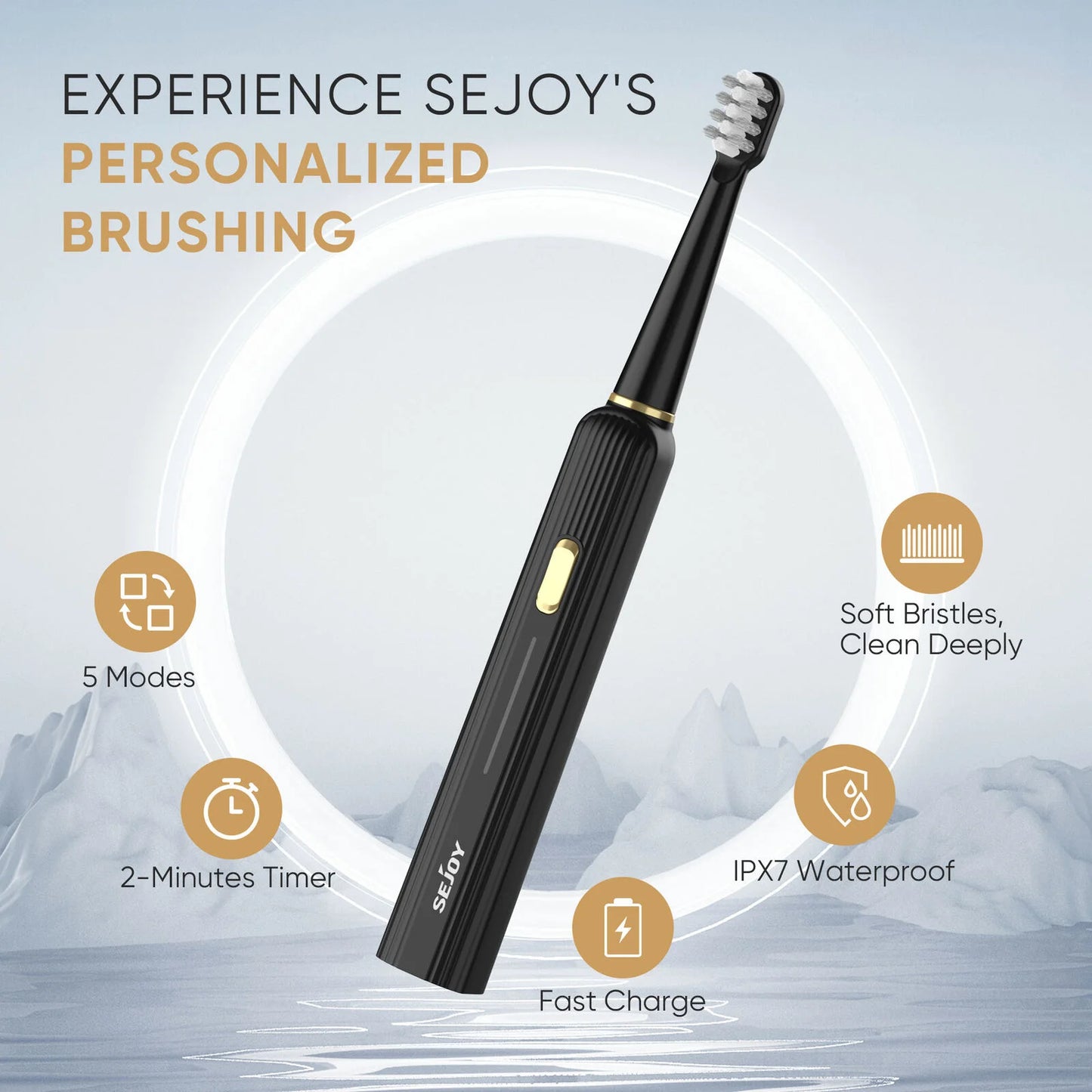 Sejoy Sonic Electric Toothbrush for Adults Rechargeable 5 Modes Personal Care