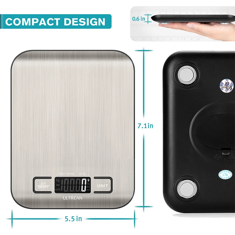 ULTREAN Digital Kitchen Scale 5000g/1g High Precision Waterproof Food Scale with LCD Display