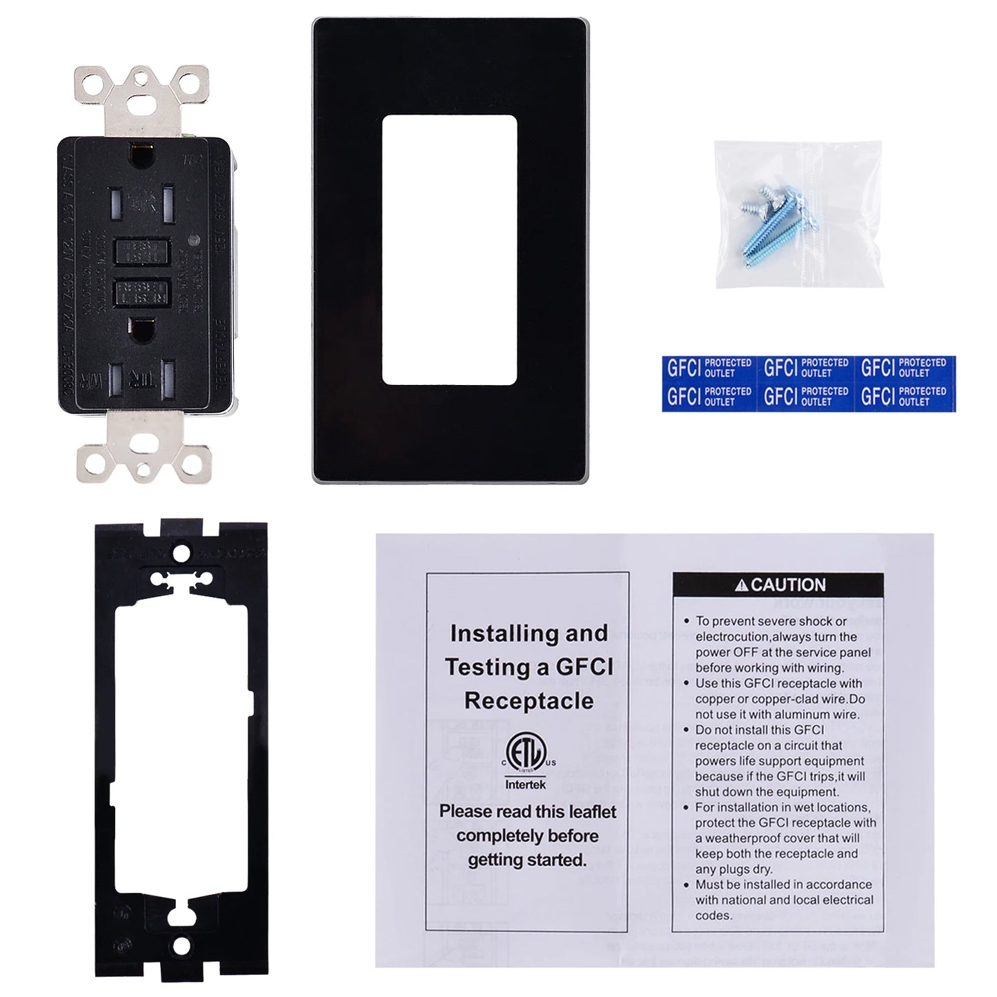 GFCI Outlet 15A 125V Black Tamper Resistant with LED