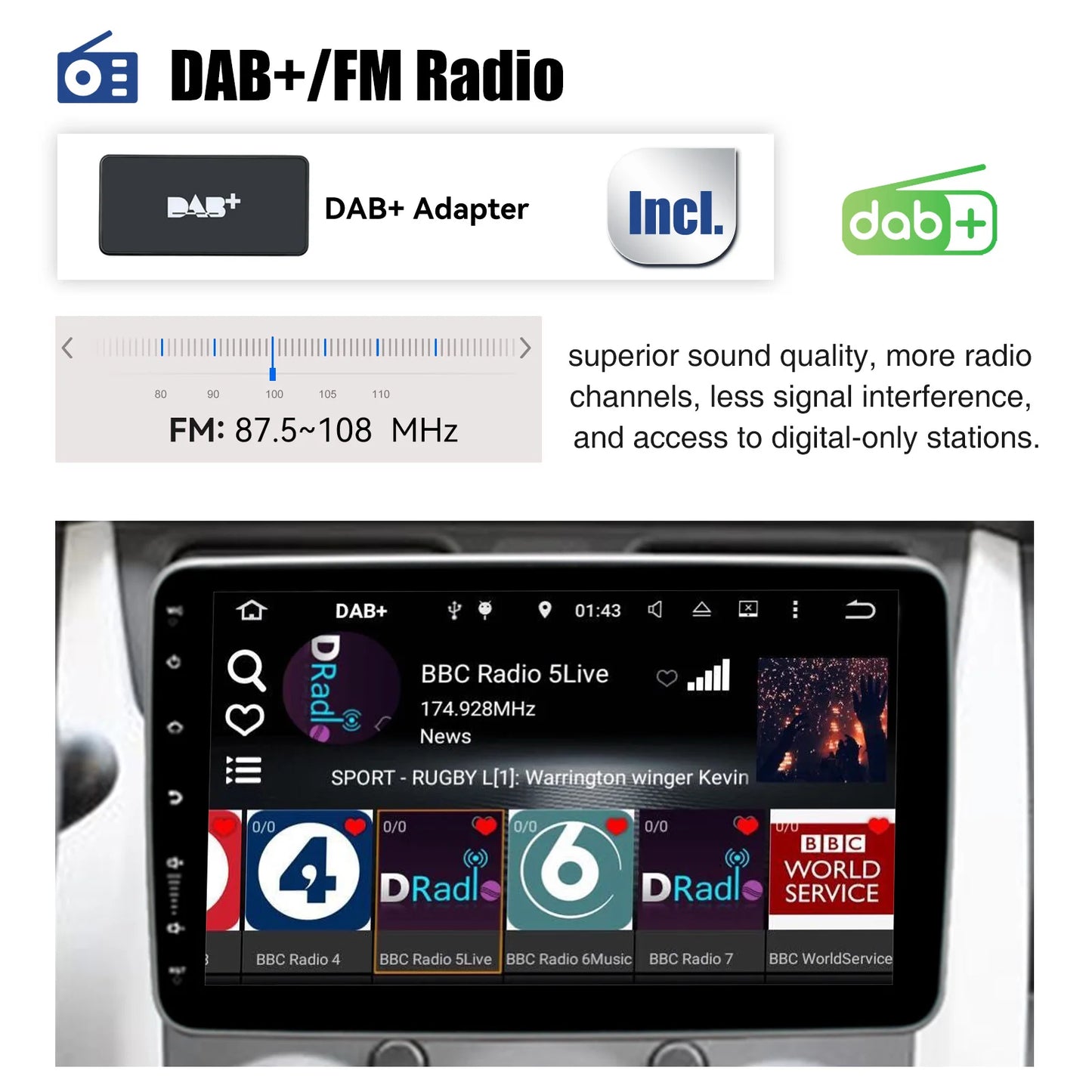 ESSGOO Android 13 10.1" Universal Rotatable Car Radio with CarPlay & GPS