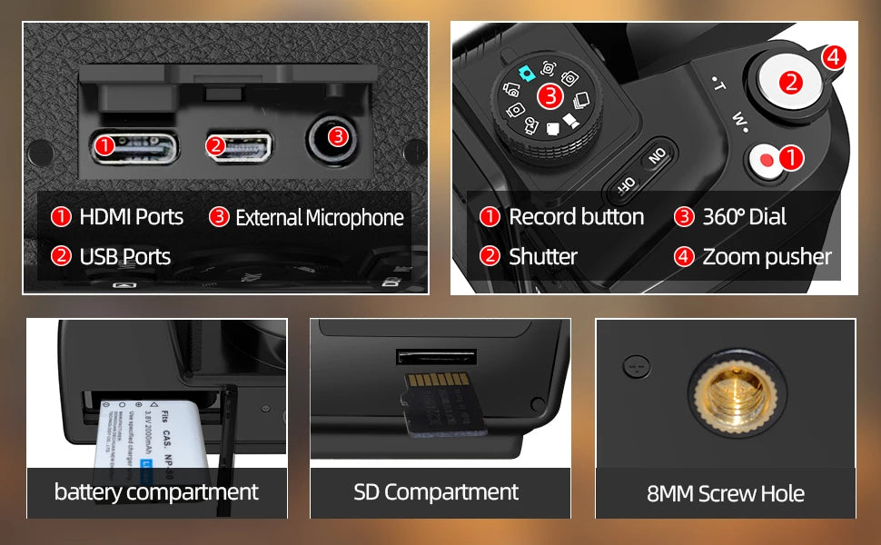 Digital Camera 4K 64MP 16X Flip Camera for YouTube & Photography Beginners