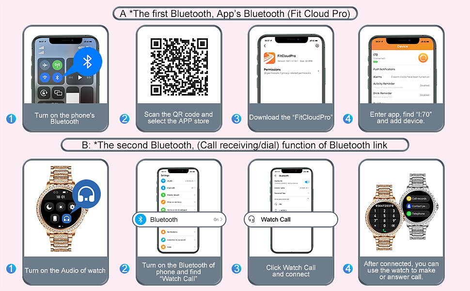 Women's Smart Watches for Android and iPhone Full Touch Screen 100+ Sports Mode Fitness Tracker