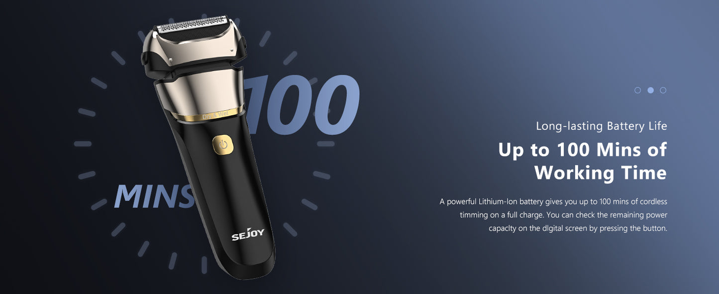 Sejoy Electric Razor for Men Wet Dry Foil Shaver 3-Blade 7500 RPM Motor