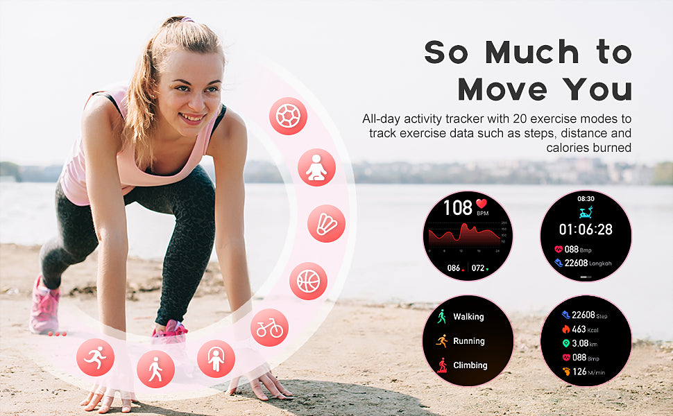 Women's Smart Watches for Android and iPhone Full Touch Screen 100+ Sports Mode Fitness Tracker