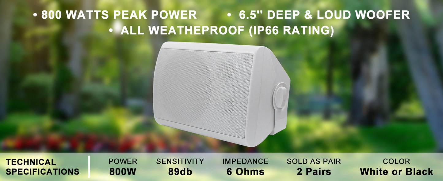 Herdio 800W 6.5in Outdoor Waterproof Wall Mount Speakers 4 Pack


A