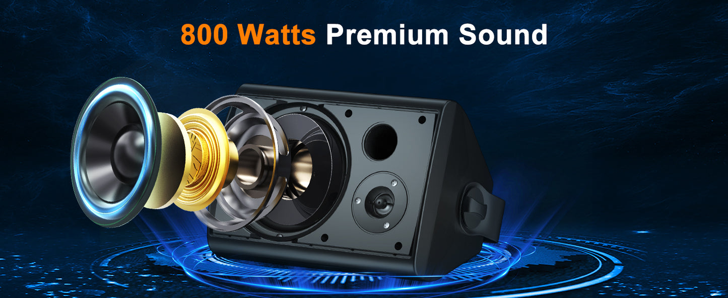 Herdio 800W 6.5in Outdoor Waterproof Wall Mount Speakers 4 Pack


A
