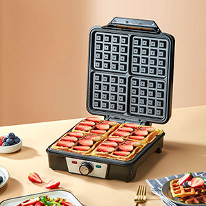 4-Slice Belgian Waffle Maker with 3 Browning Levels Nonstick Plates