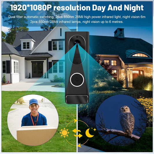 S7 1080P Wireless Video Doorbell Camera WiFi Smart Home Security IP66