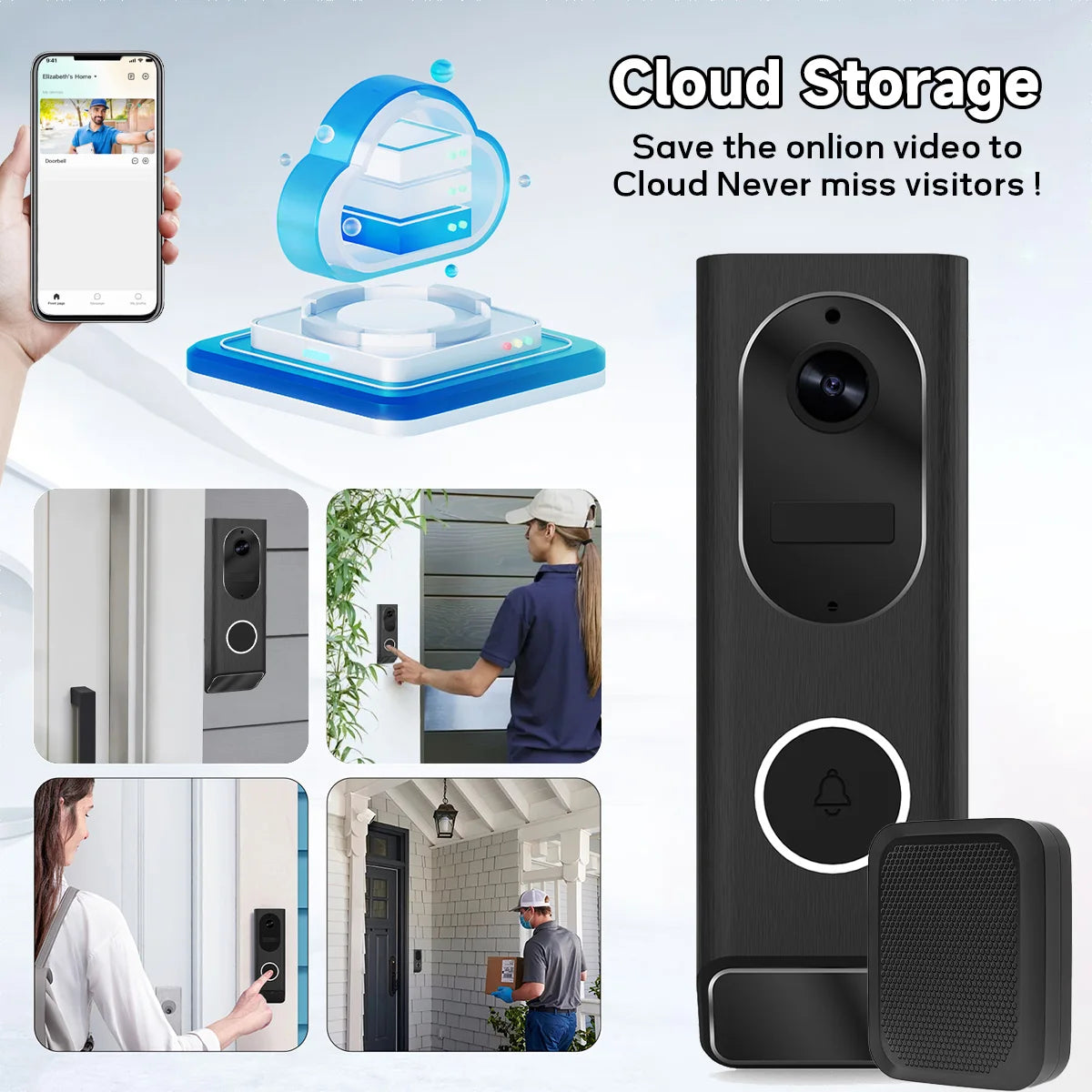 S7 1080P Wireless Video Doorbell Camera WiFi Smart Home Security IP66