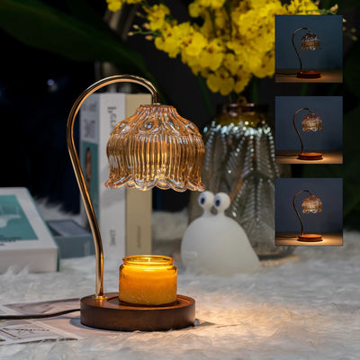 Flower Candle Warmer Lamp with Timer Electric Glass Candle Lamp
