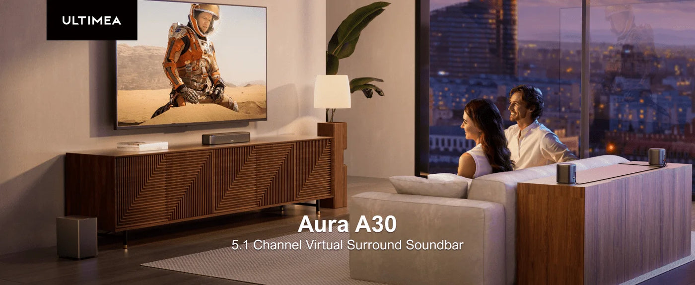 ULTIMEA 5.1CH Virtual Surround Sound Bar for Smart TV App Control TV Soundbar with Subwoofer and 2 Surround Speakers