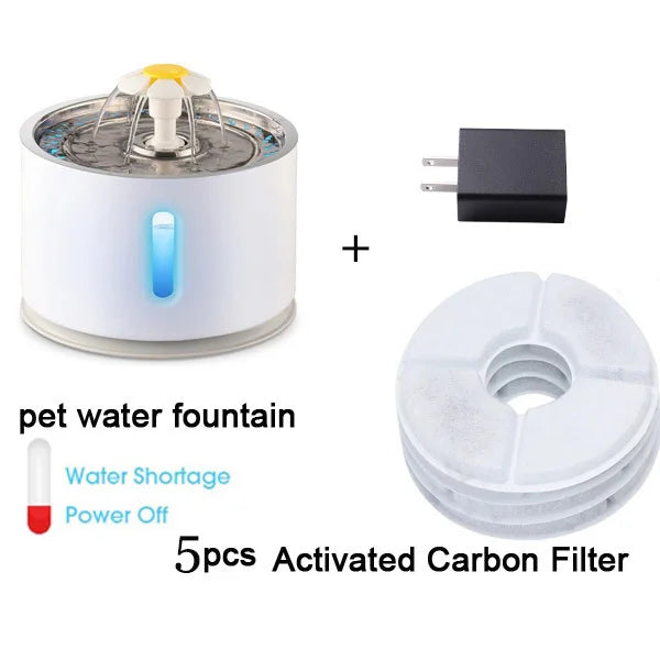 Automatic Cat Water Fountain 2.4L with LED Window